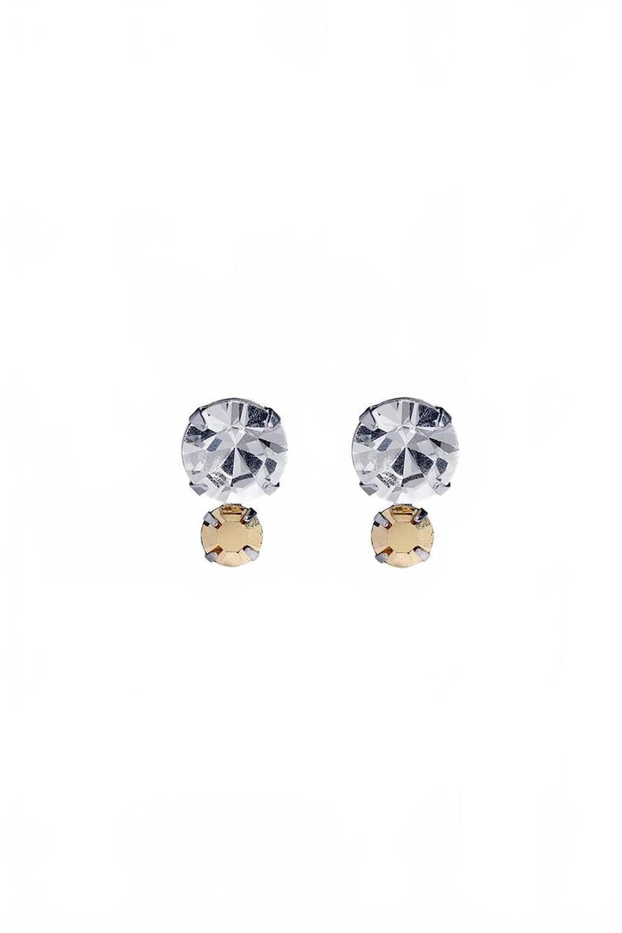NEW NICOLE women's ticino tri toned crystal stud earring in silver